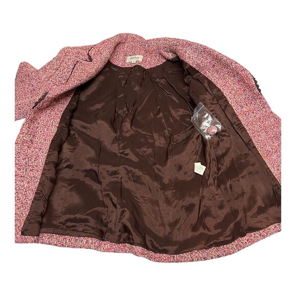 Vintage Neiman Marcus Wool Blend Tweed Blazer 10 Pink Jacket Career - Picture 5 of 16